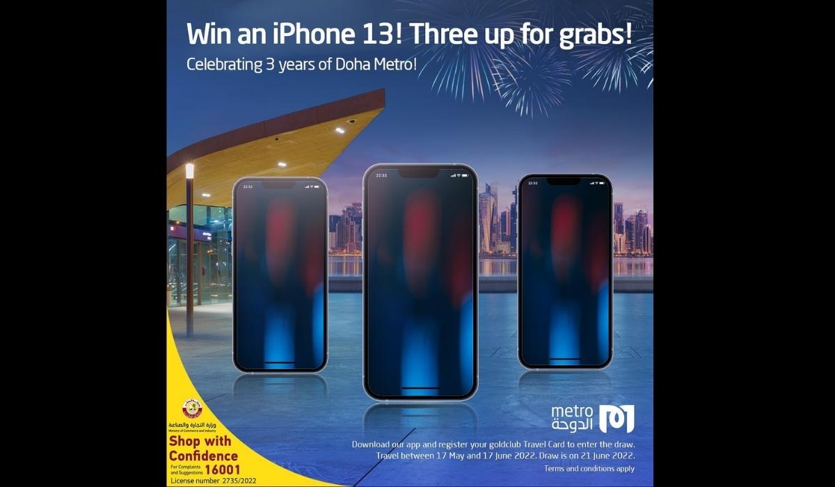 Win an iPhone 13 or Free Travel for a Year from Doha Metro